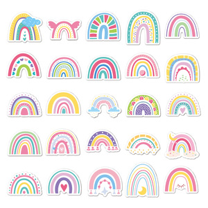 Hecion 50 Uds. <span class=keywords><strong>Pegatinas</strong></span> de colores arcoíris para libro, cuaderno, equipaje, caja de regalo de cumpleaños, <span class=keywords><strong>pegatinas</strong></span> para niño y niña, pegatina de lápiz con botón para el hogar - Product Image 2