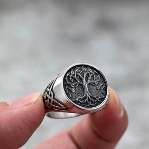 Bague en acier inoxydable pour hommes, design arbre de vie viking, style hip hop, bijoux à porter au quotidien - Product Image 4
