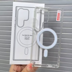Custodia per telefono in plastica trasparente trasparente Anti-caduta magnetica per <span class=keywords><strong>Samsung</strong></span> S22 S23 S24 S25 Ultra-custodia per custodia cellulare con confezione - Product Image 2