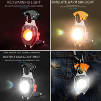 Mini porte-clés multifonctionnel Lumière de surbrillance COB Lampe de travail Portable LED Mousqueton Porte-clés Outdoor Camping Light Emergency