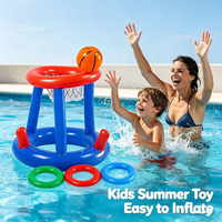 Sommerlicher, kühlender, aufblasbarer Basketballkorb aus PVC für Pool und Terrasse – Wasserspielzeug für Kinder und Erwachsene für gemeinsame Eltern-Kind-Spaß