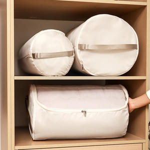 Bolsa de Almacenamiento Redonda de Algodón Beige, Gran Capacidad, Organizador de Ropa Comprimible, Tipo Vertical para Dormitorio - Product Image 5