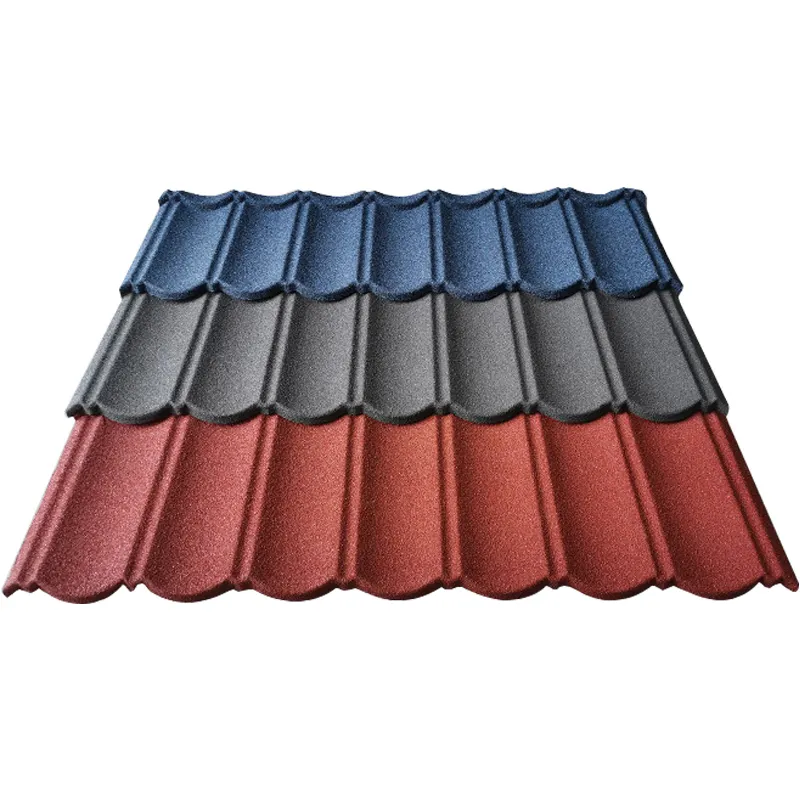 सामग्री अच्छी गुणवत्ता रंगीन पत्थर लेपित धातु इस्पात की छत टाइल मेट्रो Rooftile छत शीट