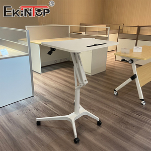 Sinonis Wooden Modern Design Height <b>Adjustable</b> Office Computer Manual Sit Stand Lift Top End <b>Table</b> Standing Desk - Product Image 1