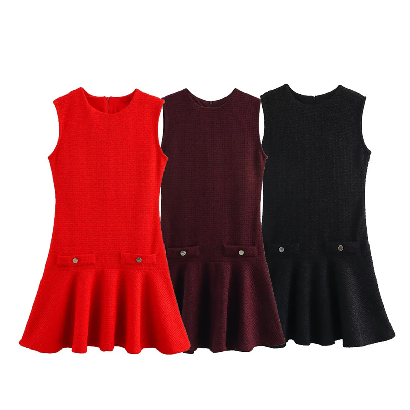 Onsoyours Estivo Donna Ritaglio Abito Senza Maniche Girocollo Vestito Aderente Sexy Corto con Pieghe Abiti Vestiti Tubino Fianchi Coperti Colori Solidi Abiti A Claretto S