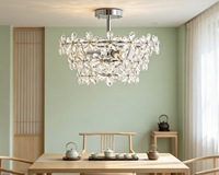 Lustre moderne de luxe SkyCam en cristal, motif floral, avec cadre en fer doré, semi-encastré, pour la décoration intérieure de villas et appartements