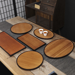 Bamboo Woven Dry <b>Tea</b> Tray Oval Rectangular Japanese Style <b>Tea</b> <b>Set</b> Holder Simple Household Use - Product Image 1