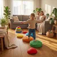 Juguete Sensorial Educativo para Niños en Edad Preescolar y para Niños Pequeños, Uso en Interiores/Exteriores - Vigas de Equilibrio y Piedras de Apoyo Arcoíris