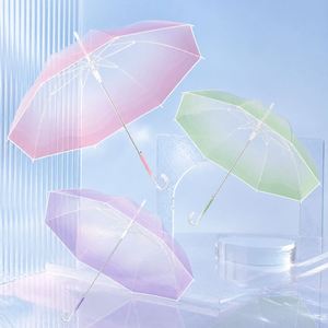 Parapluie transparent personnalisé OEM avec logo, ouverture automatique, poignée à crochet, dégradé, 102 cm, coupe-vent, protection solaire et pluie, pour femme, cadeau de mariage - Product Image 1