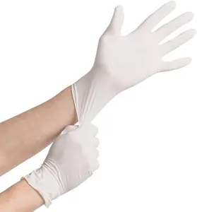 Guantes de látex desechables, manoplas para polvo, color blanco, oferta