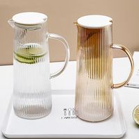 Pot à eau en verre 1,5 L avec poignée et couvercle en verre - Bouilloire en verre borosilicate haute résistance à la chaleur pour le café, le thé, la maison et la cuisine