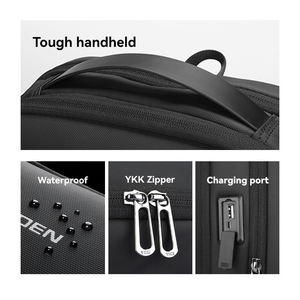 <span class=keywords><strong>Mochila</strong></span> de tendencia de moda Honorisk, <span class=keywords><strong>mochila</strong></span> impermeable de tela de alta calidad para ordenador portátil, bolsa de viaje de negocios expandible con USB - Product Image 4