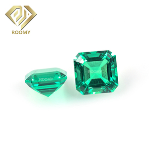 Piedra preciosa suelta creada hidrotermal Asscher corte esmeralda verde cultivada en laboratorio colombiano para joyería - Product Image 4
