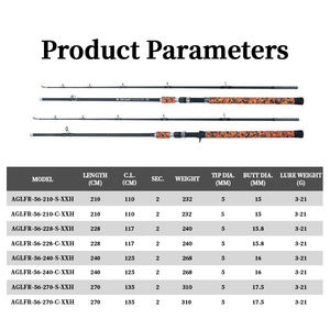 Canne à pêche à tête de serpent en carbone XXH pour grands poissons prédateurs 2.1m 2.28m 2.4m 2.7m - Product Image 4
