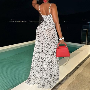 Vestidos de Mujer con Estampado de Puntos, sin Mangas, Cuello Halter y Cintura Alta, a la Moda - Product Image 3