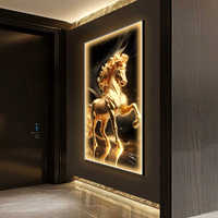 Peinture décorative moderne pour entrée de salon, art mural LED, peinture murale pour couloir, peinture murale pour allée, peinture murale cheval pour salon