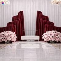 LEDA Fournitures de mariage Arche en tissu à cadre métallique ondulé en forme de S pour toile de fond avec rideau drapé