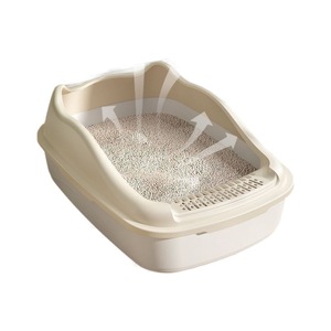 Bac à litière semi-fermé extra large, rectangulaire, en PP, anti-sable et anti-déversement, pour chat et chien - Product Image 3