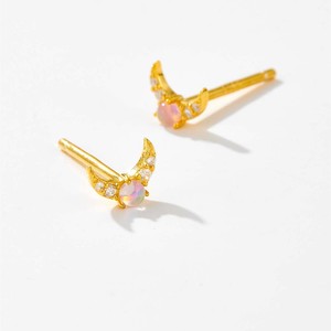 Feiner Schmuck Hypoallergene 18k Vergoldete 925 Sterling Silber Opal-Ohrringe mit Diamanten Besetzt <span class=keywords><strong>Monn</strong></span> Ohrstecker für Damen - Product Image 3