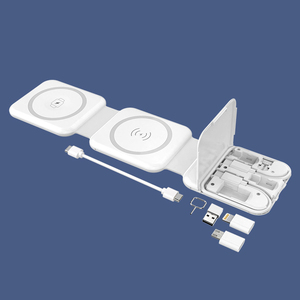 Support de charge sans fil magnétique 10-en-1 15W support de téléphone pliant multifonctionnel rapide avec boîte de rangement de câble de données - Product Image 4