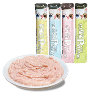 Cibo <span class=keywords><strong>Umido</strong></span> per Gatti, Snack Nutrienti <span class=keywords><strong>in</strong></span> Scatola con Pollo, <span class=keywords><strong>Salmone</strong></span> e Tonno, Alto Contenuto Proteico, Senza Additivi, Bustina da 15g per Gatti di Tutte le Età - Product Image 1