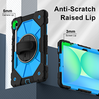 Étui antichoc bicolore pour Samsung Tab S10 Lite S10 FE S9 FE S9 11 avec support rotatif à 360°, dragonne, bandoulière et porte-stylet pour enfants
