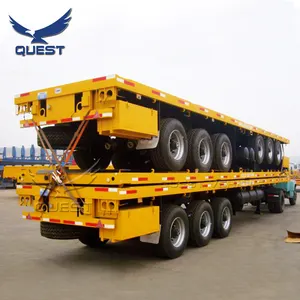 Cargo Semi Trailer QUEST 3 Axles 40ft 45ft Bulk Cargo Container Transport Flatbed Container Chassis Semi Trailer For Uganda