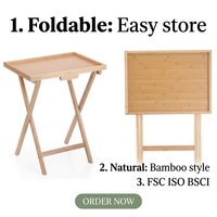 Table pliante moderne en bambou, support de plateau portable pour ordinateur portable, bureau de lit ou de canapé, construction stable, plateau de service durable pour petit-déjeuner avec plateau supérieur en MDF