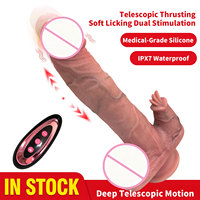 Beheizter Realistischer Teleskop-Stoßdildo Vibrator für Frauen Fernbedienung Silikon Weich Umweltfreundlich Wasserdicht G-Punkt Vagina