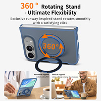 Étui Duo pour iPhone Premium Bleu Mat Doux au Toucher avec Support Rotatif Réglable Antichoc Personnalisé Magnétique pour Téléphone Portable en Gros