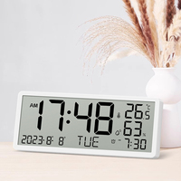 Kreative LCD Digitale Multifunktionale Wanduhr Kalender Hygrometer Geräuschloser Wecker Modernes Minimalistisches Design Kunststoff Batteriebetrieben