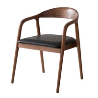 Chaise de salle à manger en bois sculpté couleur noyer, style antique de luxe, avec revêtement en cuir PU confortable, pour restaurant, vente en gros