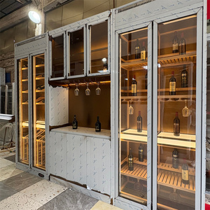 Meuble Bar Mural Moderne Américain en Acier Inoxydable pour Vin Rouge et Whisky, avec Refroidisseur Intégré, Idéal pour Salon - Product Image 1