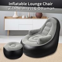 Aufblasbare Couch mit Armlehne und Fußhocker, Aufblasbarer Loungesessel, Klappbares Faulbett, Aufblasbare Möbel für Camping/Angeln