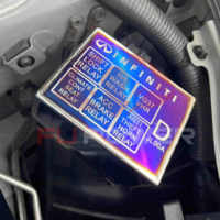 Plaque en titane 80*60mm pour Nissan 350Z 370z G35 G37 Q40 Q60 boîte à fusibles moteur/couvercle de réservoir bouchons de remplissage d'huile/bouchon de réservoir de liquide de pare-brise