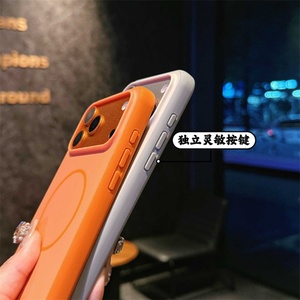 เคสโทรศัพท์ซิลิโคนผิวสัมผัสแบบดั้งเดิมสำหรับ iPhone 17 Air 16 15 PRO MAX กรอบหลังมีกรอบสีส้มสองสี - Product Image 5