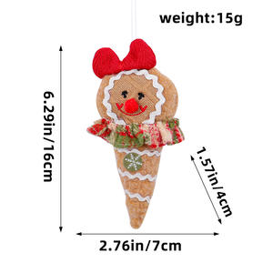 Adorno de Árbol de Navidad de Tela de Buena Calidad, Diseño Encantador de Helado y Hombre de Jengibre, Regalo Popular para las Fiestas - Product Image 6