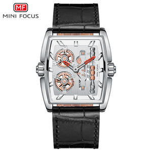 MINI FOCUS Montre populaire pour homme, boîtier en forme de seau, bracelet en cuir véritable, montre pour homme 0322G - Product Image 6