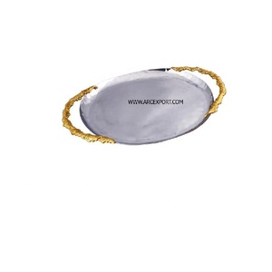 Bandeja de postre de mesa con diseño de hojas con asas de diseño de hojas Organizador de utensilios de cocina para el hogar al por mayor a un precio asequible de la India - Product Image 3