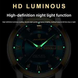 Reloj <span class=keywords><strong>de</strong></span> Hombre Poedagar, Resistente al Agua, <span class=keywords><strong>de</strong></span> Acero Inoxidable, con Doble Calendario, Movimiento <span class=keywords><strong>de</strong></span> Cuarzo Luminoso, Resistente al Agua hasta 50 m, Cristal <span class=keywords><strong>de</strong></span> Zafiro - Product Image 3