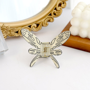CANAYUAN Diseño Personalizado, Pinza de Pelo de Acetato con Grabado de Libélula y Mariposa de Doble Capa de 9 cm, Venta al por Mayor Personalizada - Product Image 6