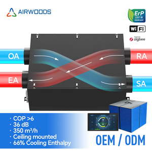 Système de ventilation à récupération d'énergie haute efficacité (ERV) avec pompe à chaleur pour le refroidissement et récupérateur de chaleur air-air pour la maison - Product Image 1
