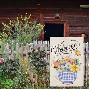 Весенний приветственный весенний приветственный Садовый флаг вертикальный двухсторонний сезонный дворовый флаг наружное украшение красочный флаг - Product Image 4
