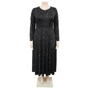 Nouvelle robe maxi imprimée grande taille pour femmes - Manches longues, col rond, robe élégante décontractée et formelle, tendance - Product Image 4