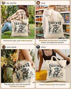 Sac fourre-tout en toile Miss Adola - Sacs de shopping réutilisables esthétiques pour femmes, sacs à bandoulière en toile imprimés mignons pour femmes - Product Image 3