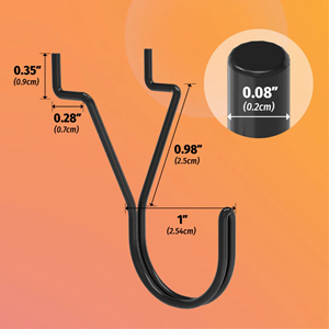ตะขอแขวนเพ็กบอร์ดแบบ J จำนวน 40 ชิ้น สีดำ ตะขอและรางสำหรับติดเพ็กบอร์ด ผลิตในเวียดนาม วัสดุเหล็ก สไตล์อินดัสเทรียล มีหลายขนาดและรูปทรง - Product Image 5