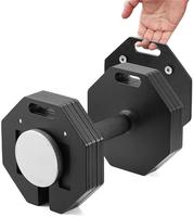 Haltère octogonal réglable 3-en-1 de 2 kg en acier massif, capacité maximale de 102 kg, avec vis remplaçables et plaques d'extension, construction robuste