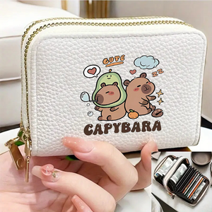 The New <span class=keywords><strong>Cute</strong></span> Cartoon Print Capi Barado Slot Card Credit Card Holder Wallet com Double Zippers e Coin Purse é para mulheres - Product Image 1