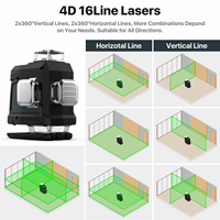 Niveau laser auto-nivelant DEGLASERS de qualité industrielle, vert, 40 mW, 360 degrés, pour la construction, avec batterie au lithium de grande capacité