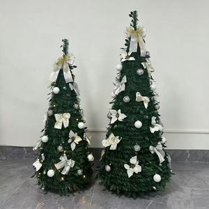 Sapin de Noël artificiel de luxe pré-éclairé, pliable et facile à installer, avec décorations et lumières LED – Meilleures ventes - Product Image 3